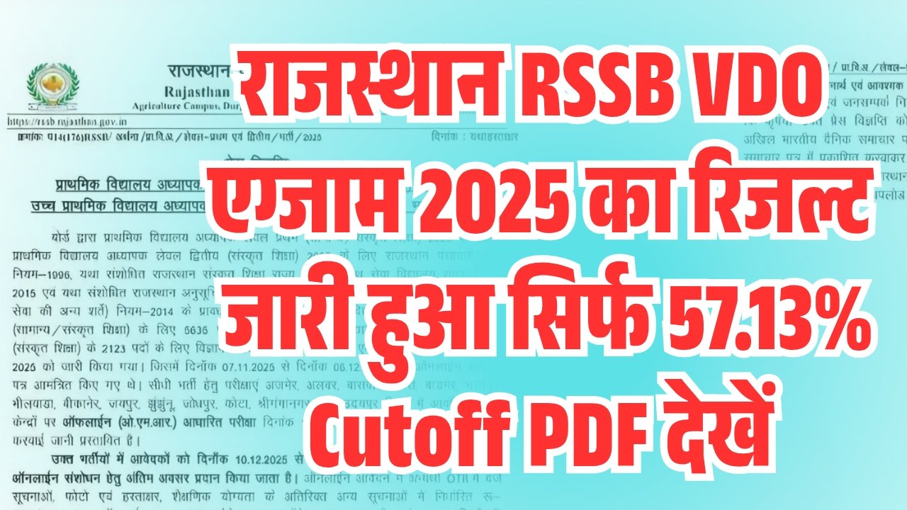 Rajasthan VDO Exam 2025 Result Today