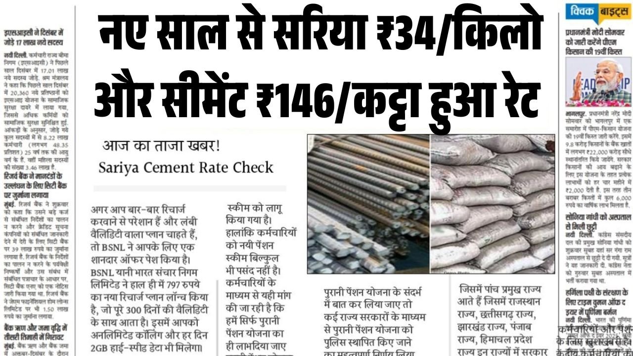 Sariya Cement New Rate Today 2025